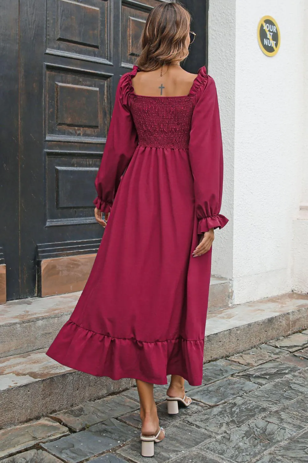 Hazel Blues® | Smocked Ruffle Hem Flounce Sleeve Dress