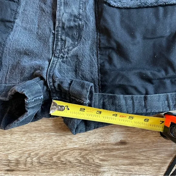 Helmut Lang High Rise Denim Shorts Sz 31 Rolled Boyfriend Short Black Vain RARE