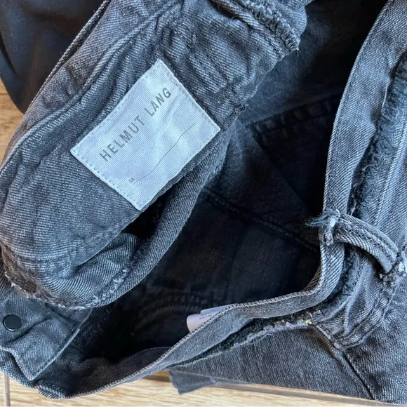 Helmut Lang High Rise Denim Shorts Sz 31 Rolled Boyfriend Short Black Vain RARE