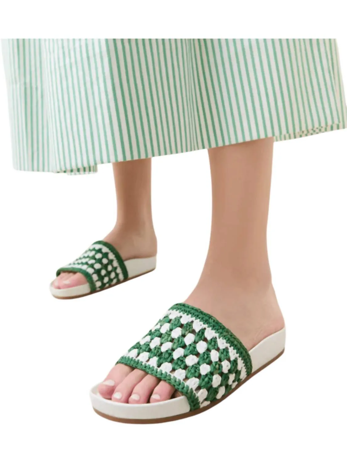 Henri Crochet Raffia Band Footbed Sandal