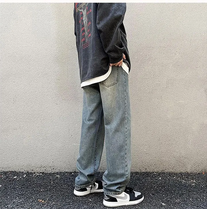High-Street Style Loose Fit Embroidered Jeans