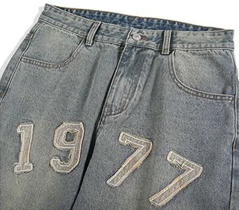 High-Street Style Loose Fit Embroidered Jeans