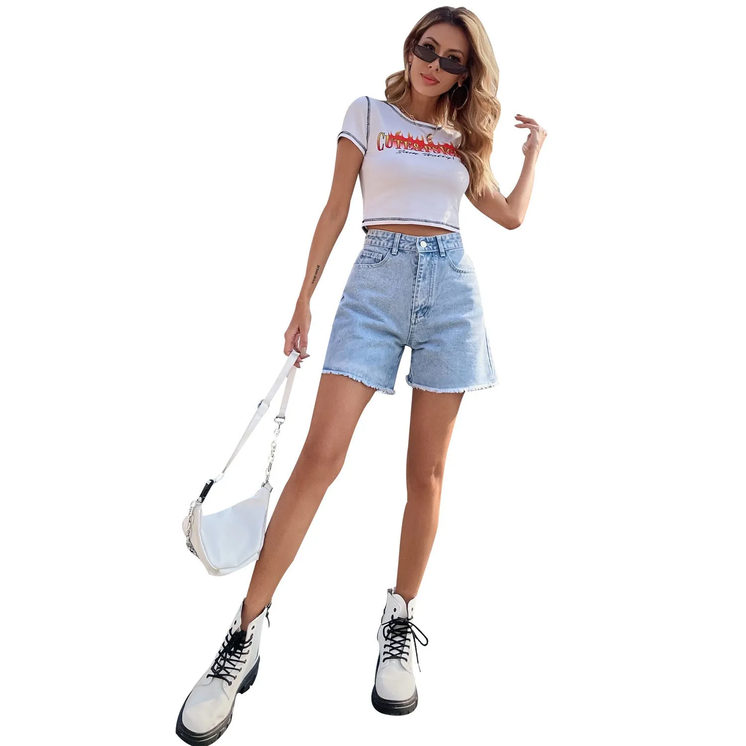 High Waist Loose Casual Women's Denim Shorts