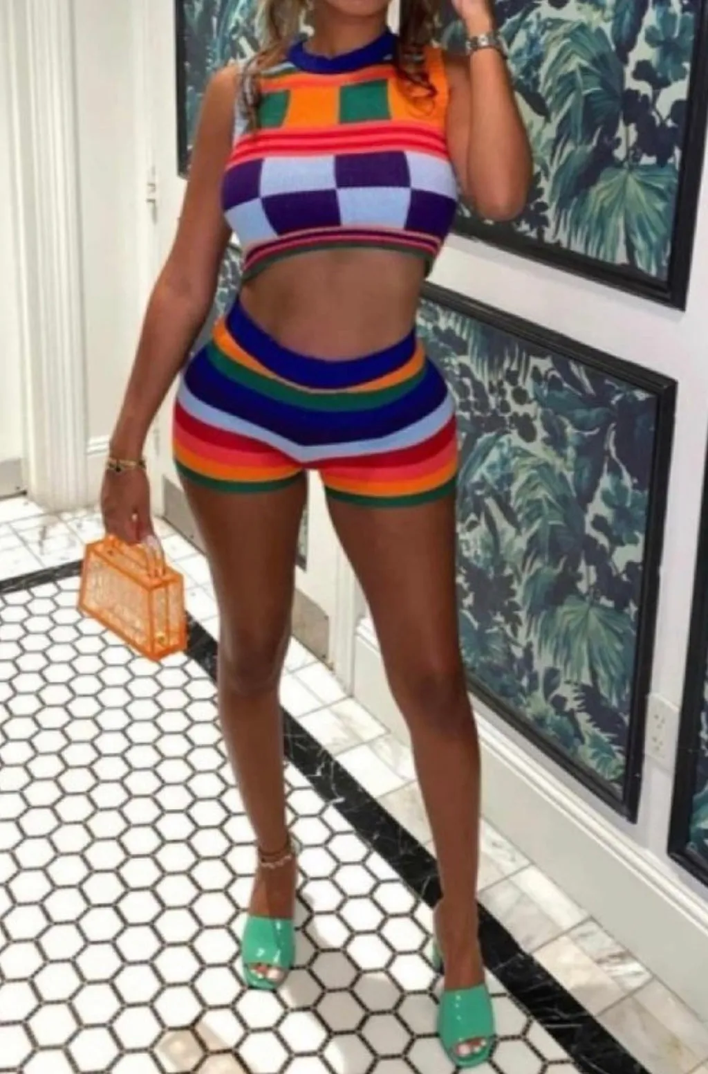 Hot Girl Knitted Baddie Shorts Set