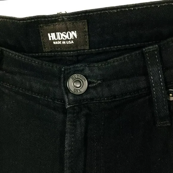HUDSON Melissa Midrise Skinny Jeans Sz 31 Distressed Destroyed Black/Red Plaid