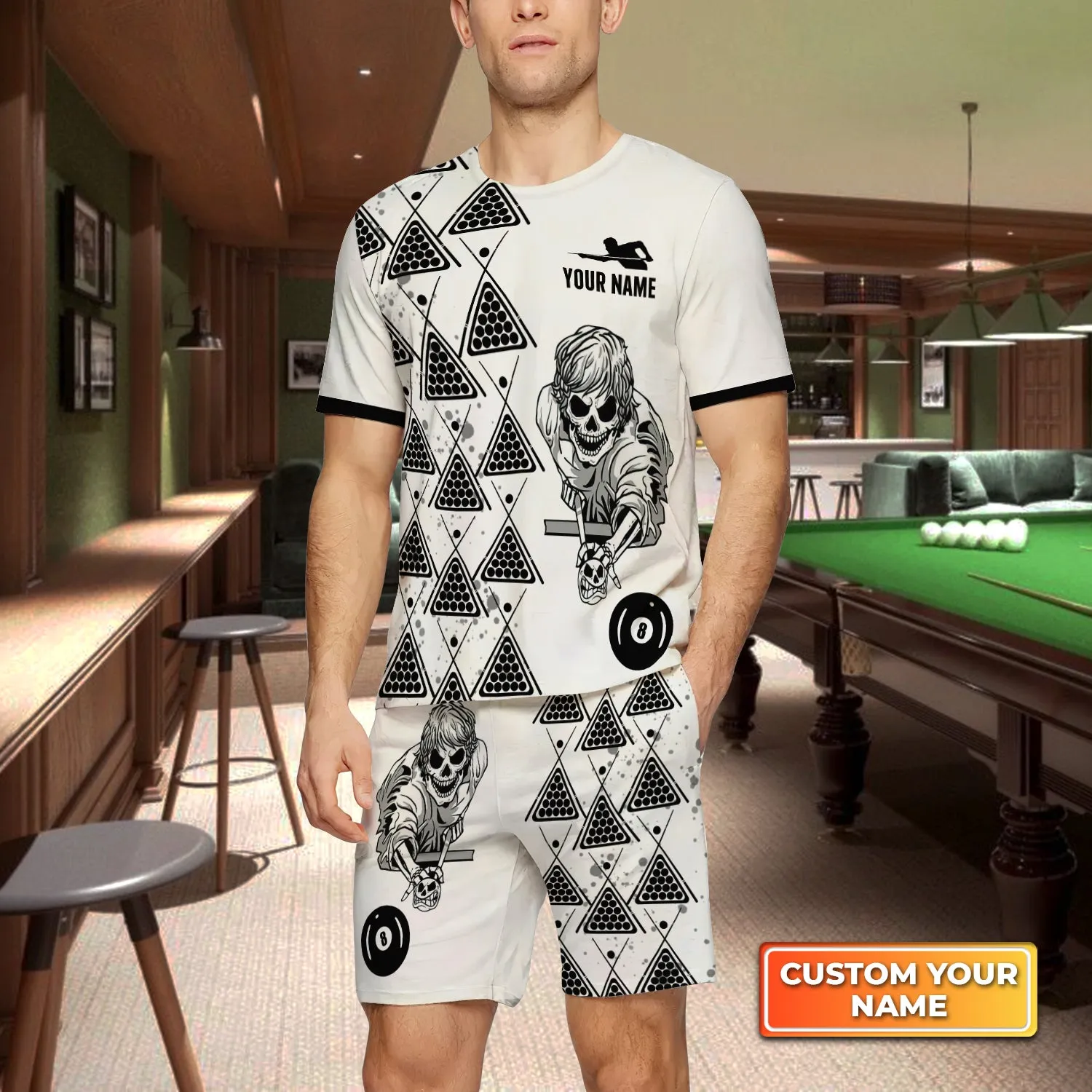 If I Die Bury Me With My Billiards Club Custom Name 3D Short Sleeve T-Shirt Men's Board Shorts