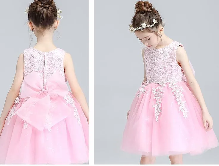 Ivory Round Neck Lace Tulle Flower Girl Dresses, Zip up Cute Little Girl Dresses, FGY0140