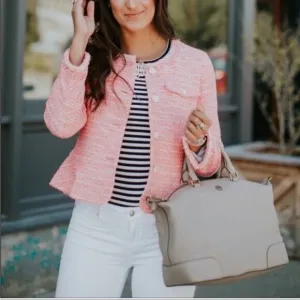 J Crew Tweed Fringe Blazer Jacket
