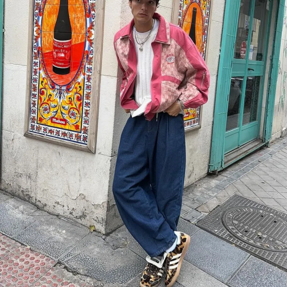 Japanese Solid Color Loose Jeans