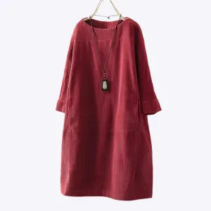 Jovita - Chic Retro Cord Woman's Dress