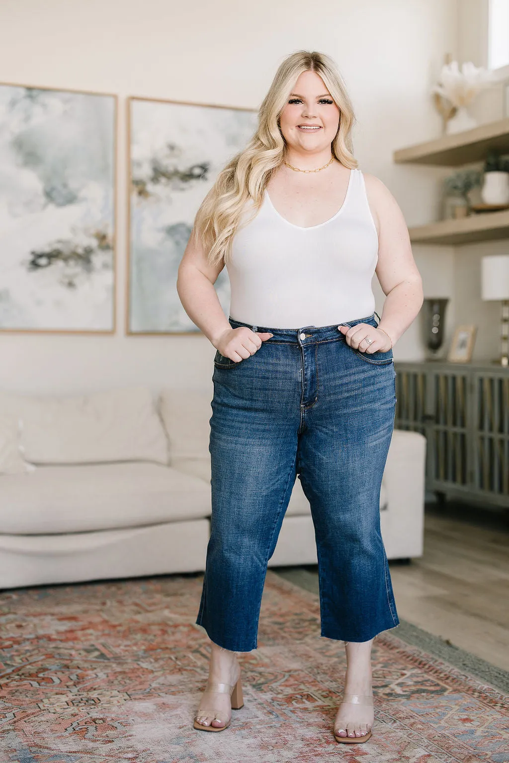 JUDY Blue Hayes High Rise Wide Leg Crop Jeans