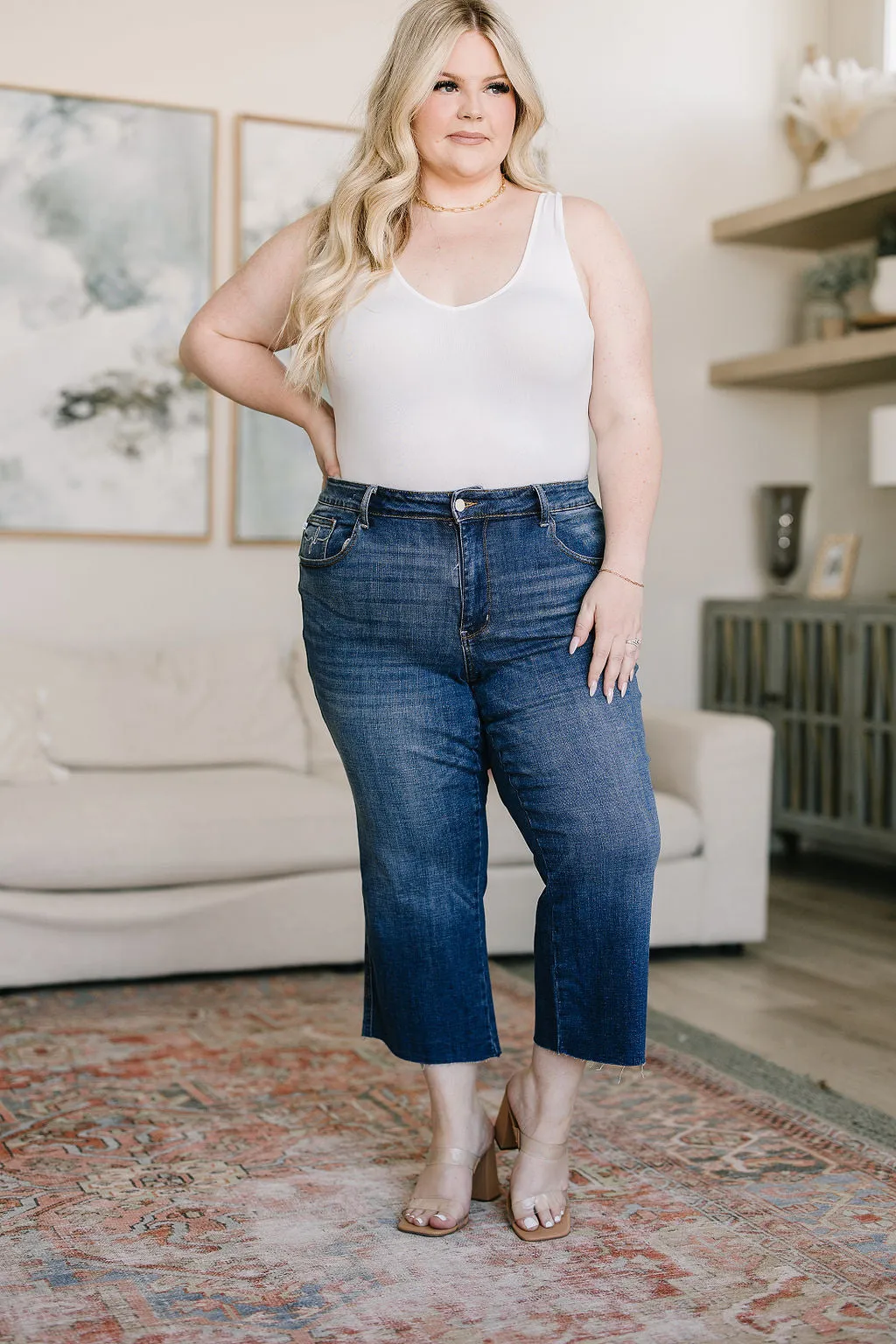 JUDY Blue Hayes High Rise Wide Leg Crop Jeans