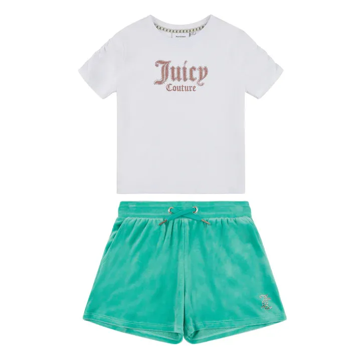 JUICY COUTURE - DIAMANTE RUCHED TEE/SHORT SET