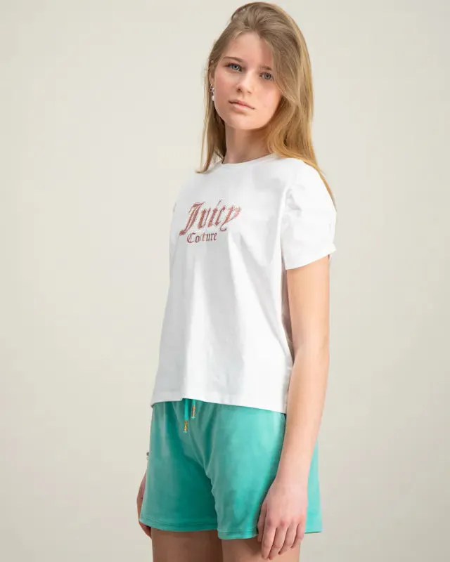 JUICY COUTURE - DIAMANTE RUCHED TEE/SHORT SET