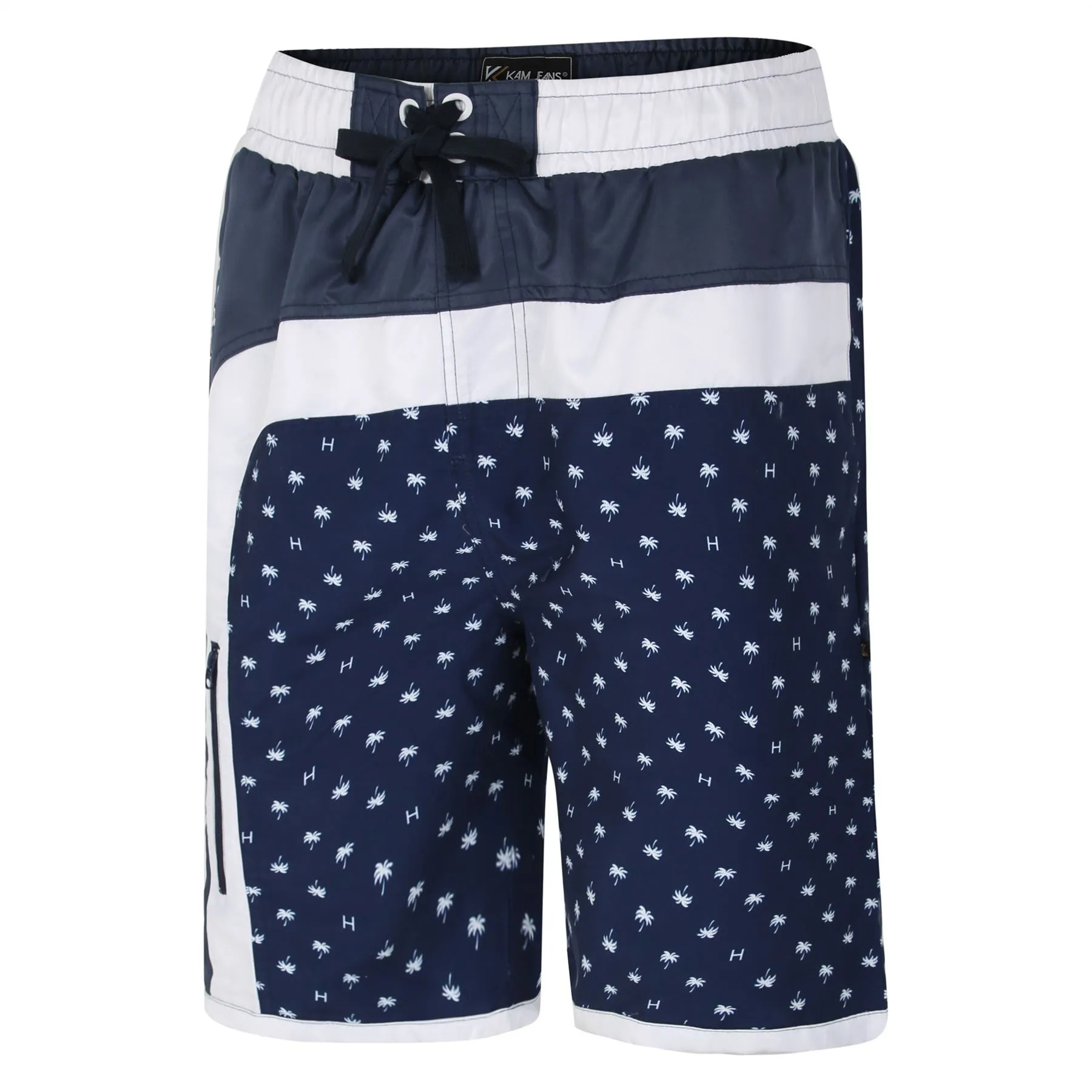 KAM Palm Print Boardshorts for Mens KBS3013 in Navy, 2XL-8XL