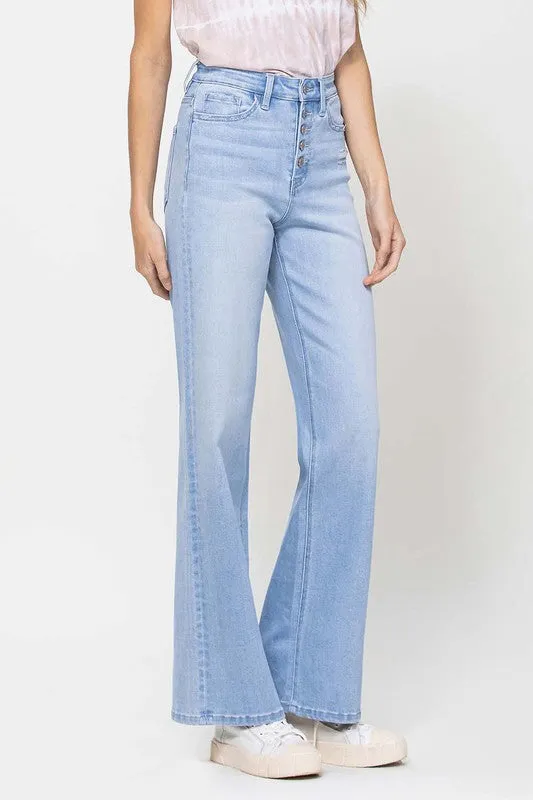 Kaylee Stretch 90's Light Washed Flare Leg Jeans by Vervet