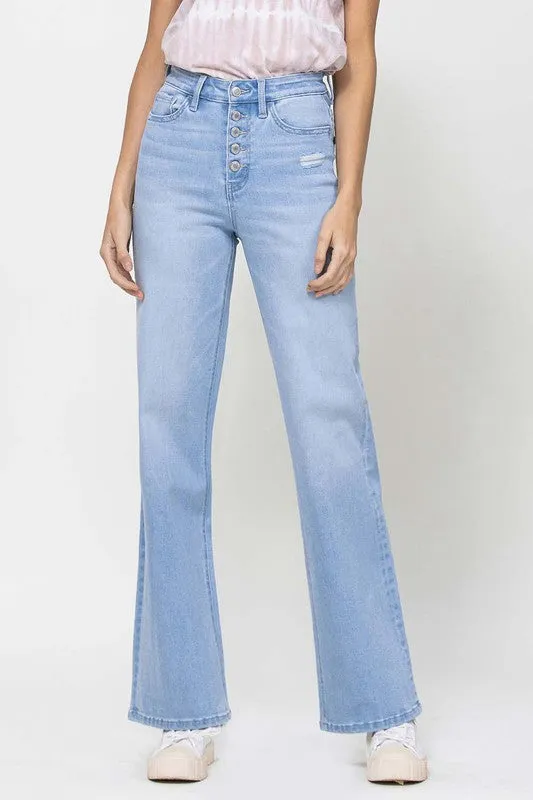 Kaylee Stretch 90's Light Washed Flare Leg Jeans by Vervet