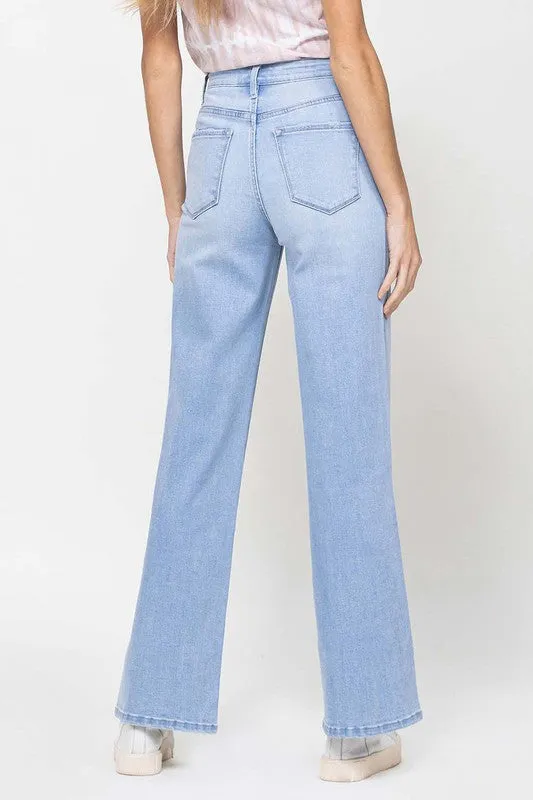 Kaylee Stretch 90's Light Washed Flare Leg Jeans by Vervet