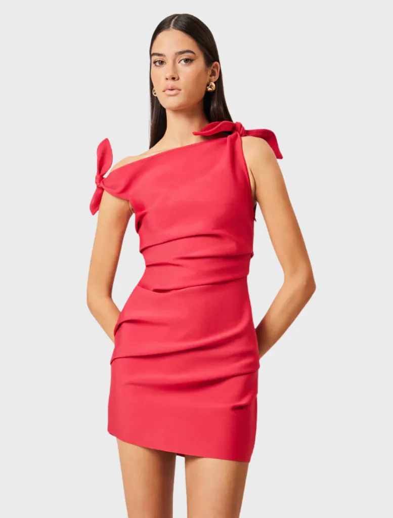 Kimberly Tie Mini Dress - Red