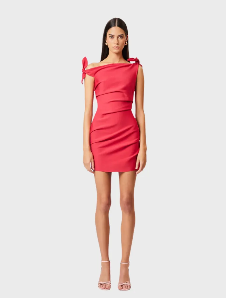 Kimberly Tie Mini Dress - Red