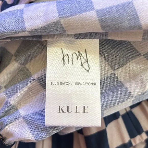 Kule The Reine Shorts Taupe Indigo Check Print