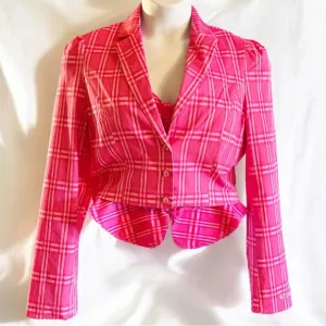 Ladies Size XL/L……..DOLLS KILL…….2 Piece Set Clueless Pink Plaid…….New.