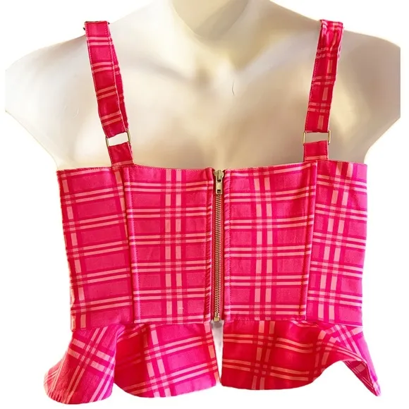 Ladies Size XL/L……..DOLLS KILL…….2 Piece Set Clueless Pink Plaid…….New.