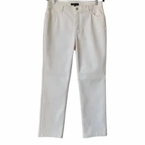 LAFAYETTE 148 New York Waxed Coated Jeans 8 Mid-Rise Straight Leg Ankle Cream