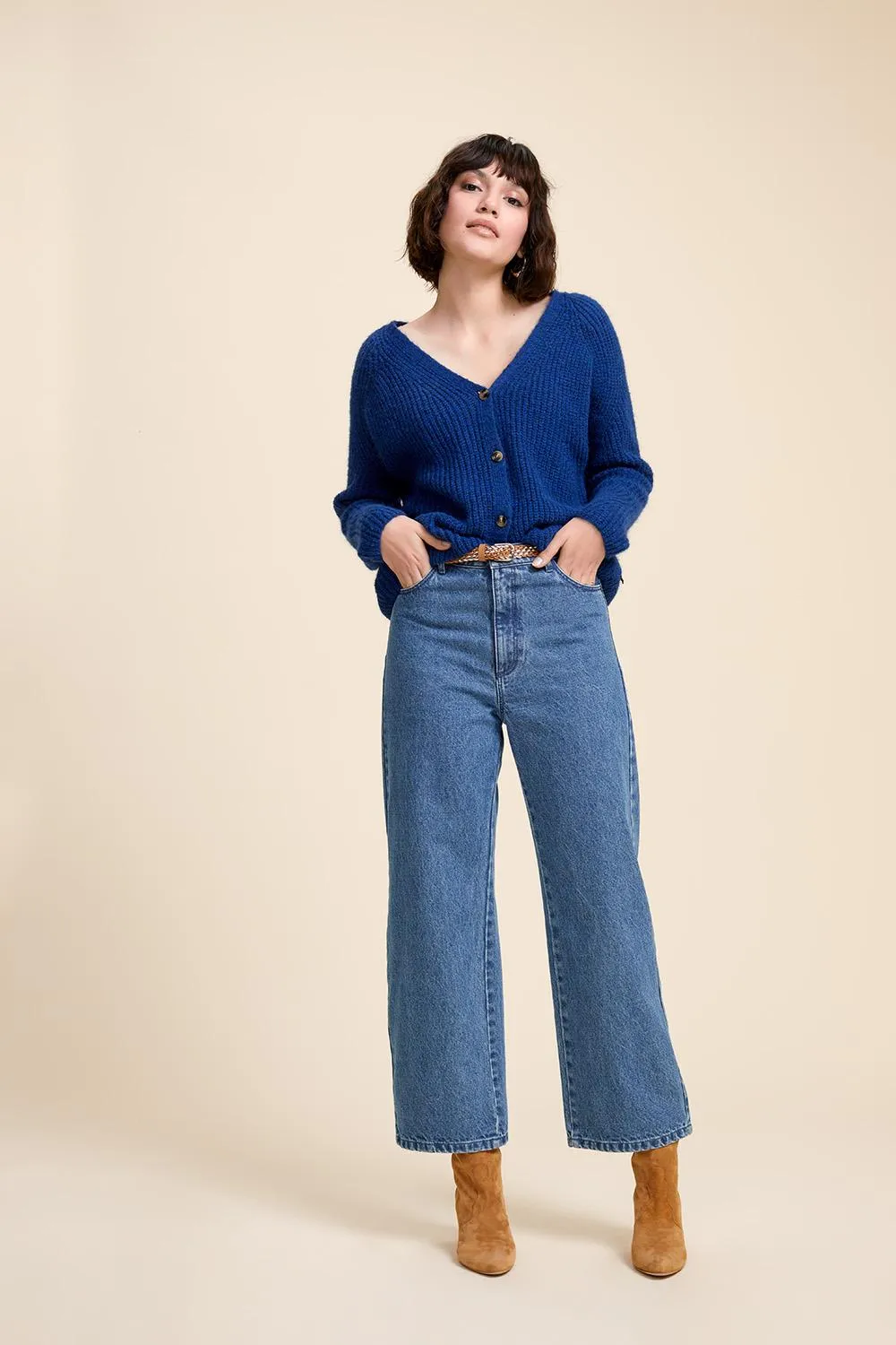 LE JOAN - Jean droit bleu cropped