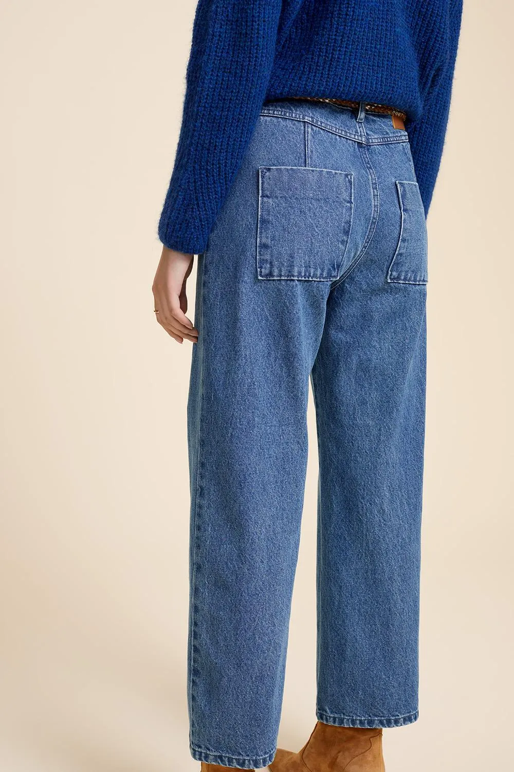 LE JOAN - Jean droit bleu cropped