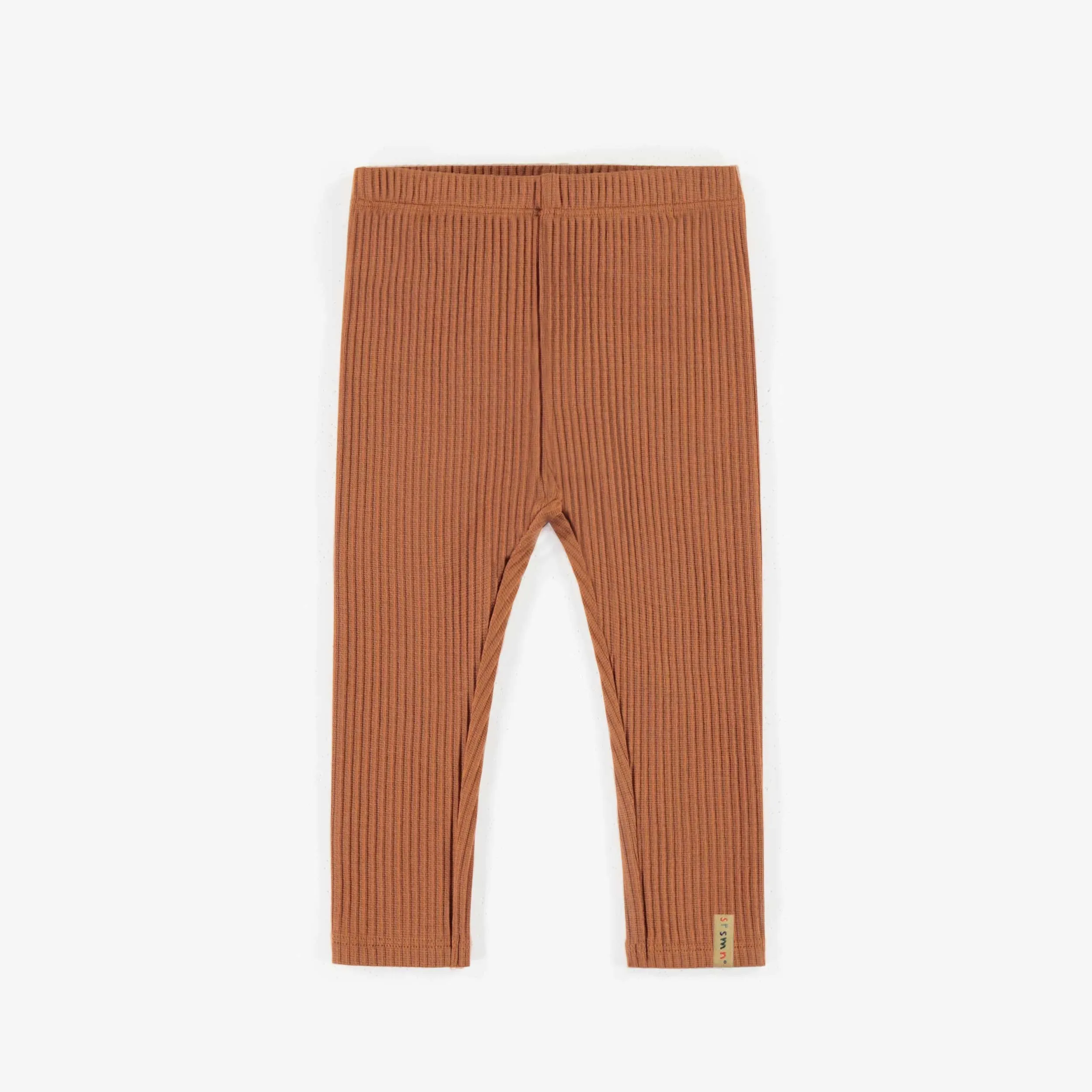 Legging caramel en tricot côtelé irrégulier, bébé || Caramel legging in irregular rib knit, baby