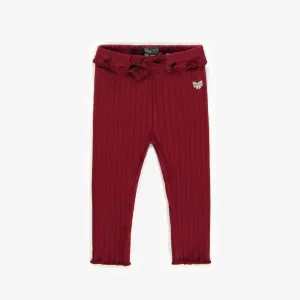 Legging rouge en tricot côtelé, bébé  || Red legging in irregular rib, baby