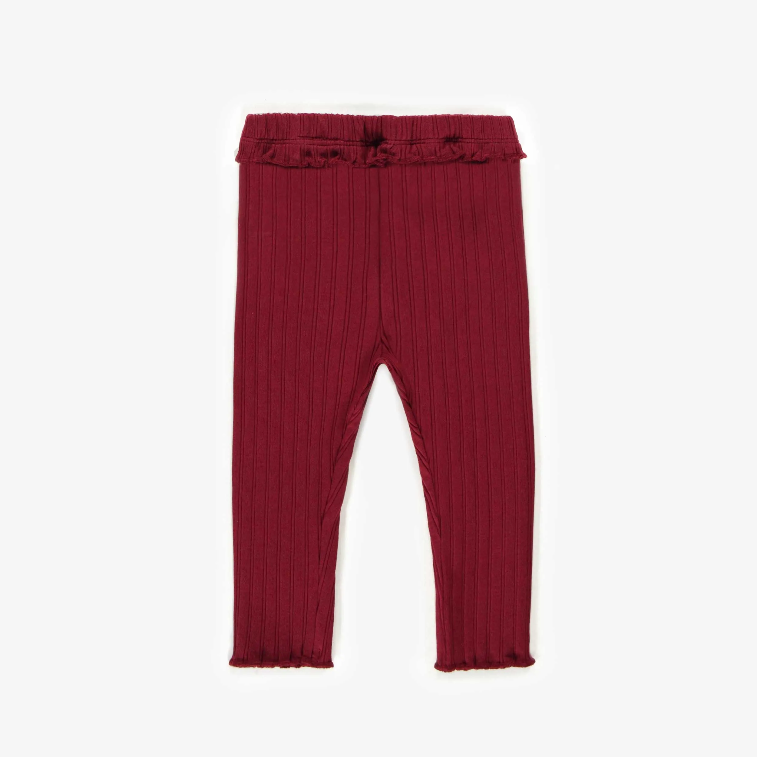 Legging rouge en tricot côtelé, bébé  || Red legging in irregular rib, baby