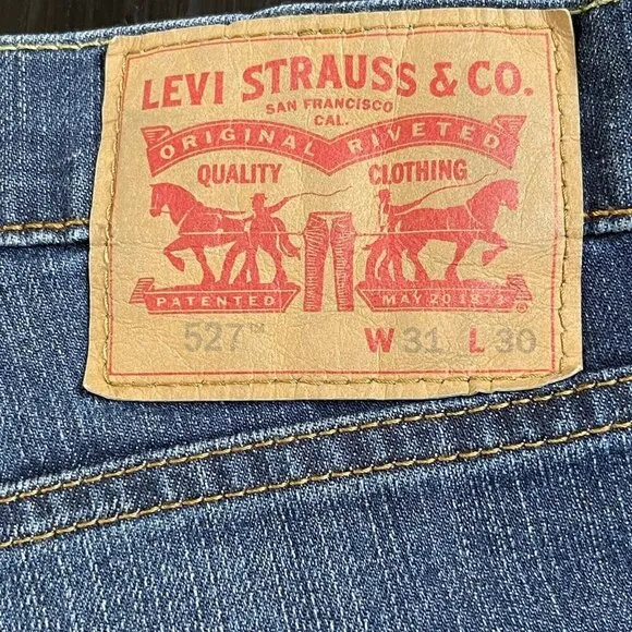 Levis 527 Boot Cut Jeans Womens 31 x 28.5  Cowgirl Western Denim Blue Altered