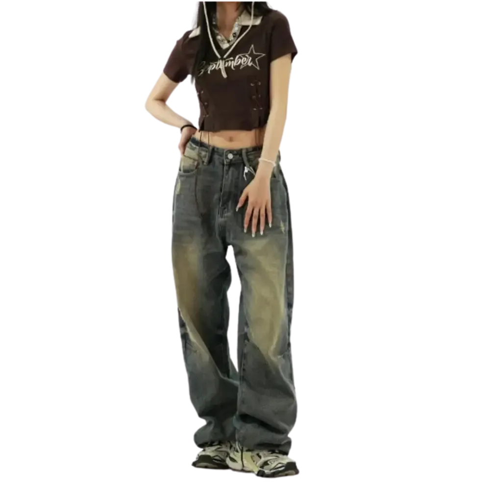 Light Blue Y2K Baggy Jeans for Urban Fashion Lovers