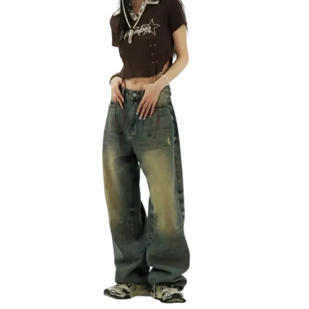 Light Blue Y2K Baggy Jeans for Urban Fashion Lovers