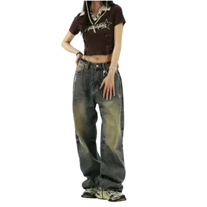 Light Blue Y2K Baggy Jeans for Urban Fashion Lovers