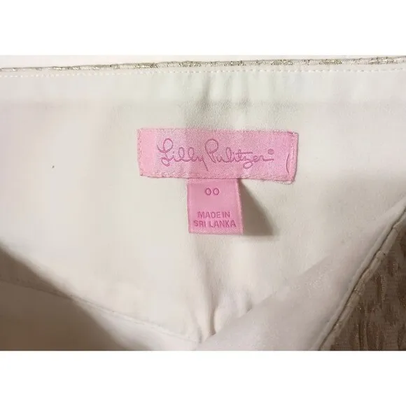 Lilly Pulitzer Mackenna Shorts Womens 00 Gold Metallic Textured Cocktail Elegant
