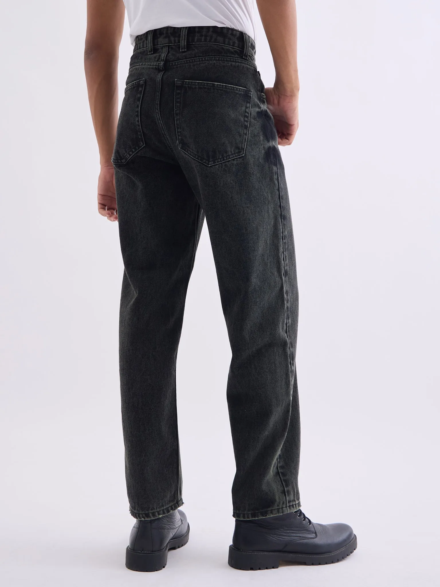 Loose Fit Black Wash Jeans