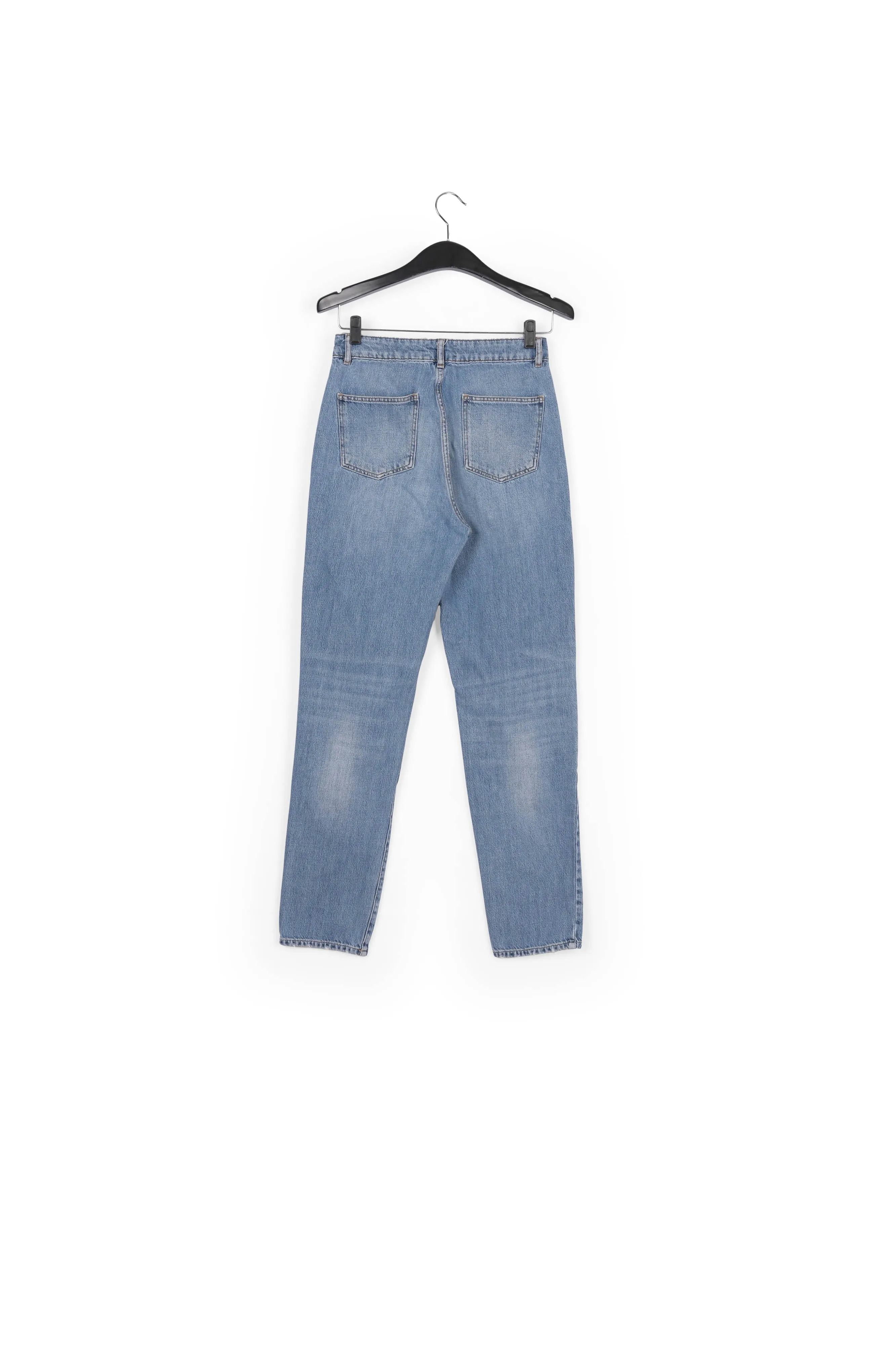 Loose-fit distressed blue jeans