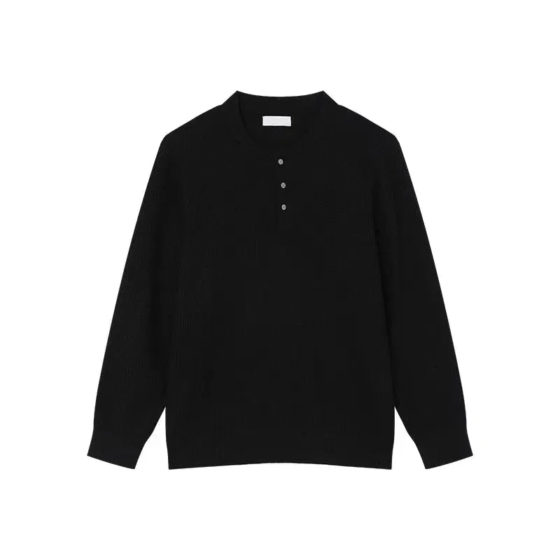 Loose Fit Henley Neck Sweater