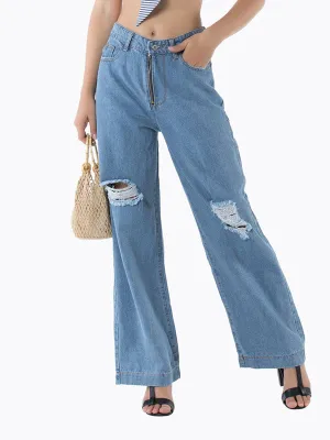 Loose Jeans Women Large Size Jeans Street Jeans Denim Trousers Wide Leg Pants