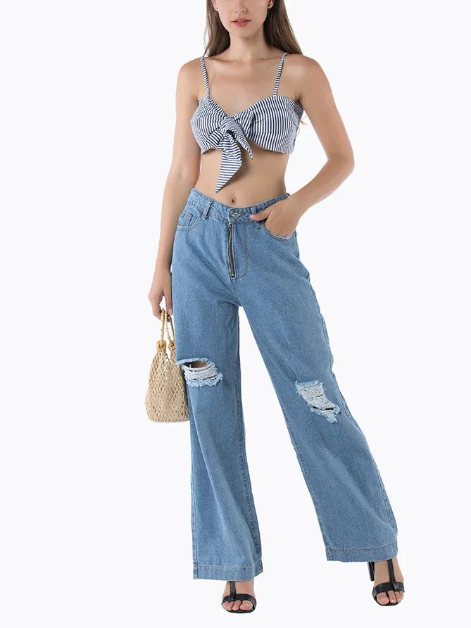Loose Jeans Women Large Size Jeans Street Jeans Denim Trousers Wide Leg Pants