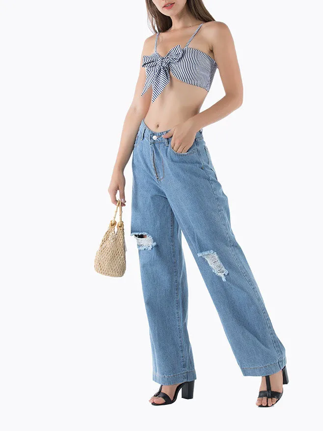 Loose Jeans Women Large Size Jeans Street Jeans Denim Trousers Wide Leg Pants