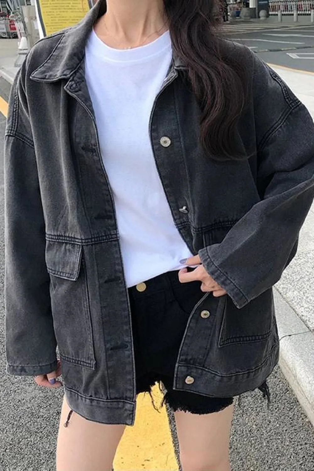 Loose Retro Turn Down Collar Jeans Jacket