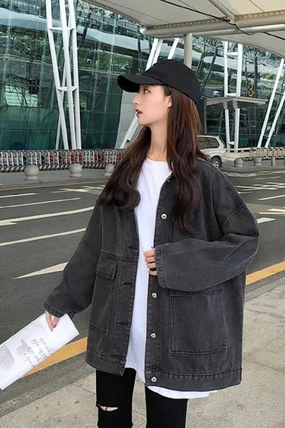Loose Retro Turn Down Collar Jeans Jacket