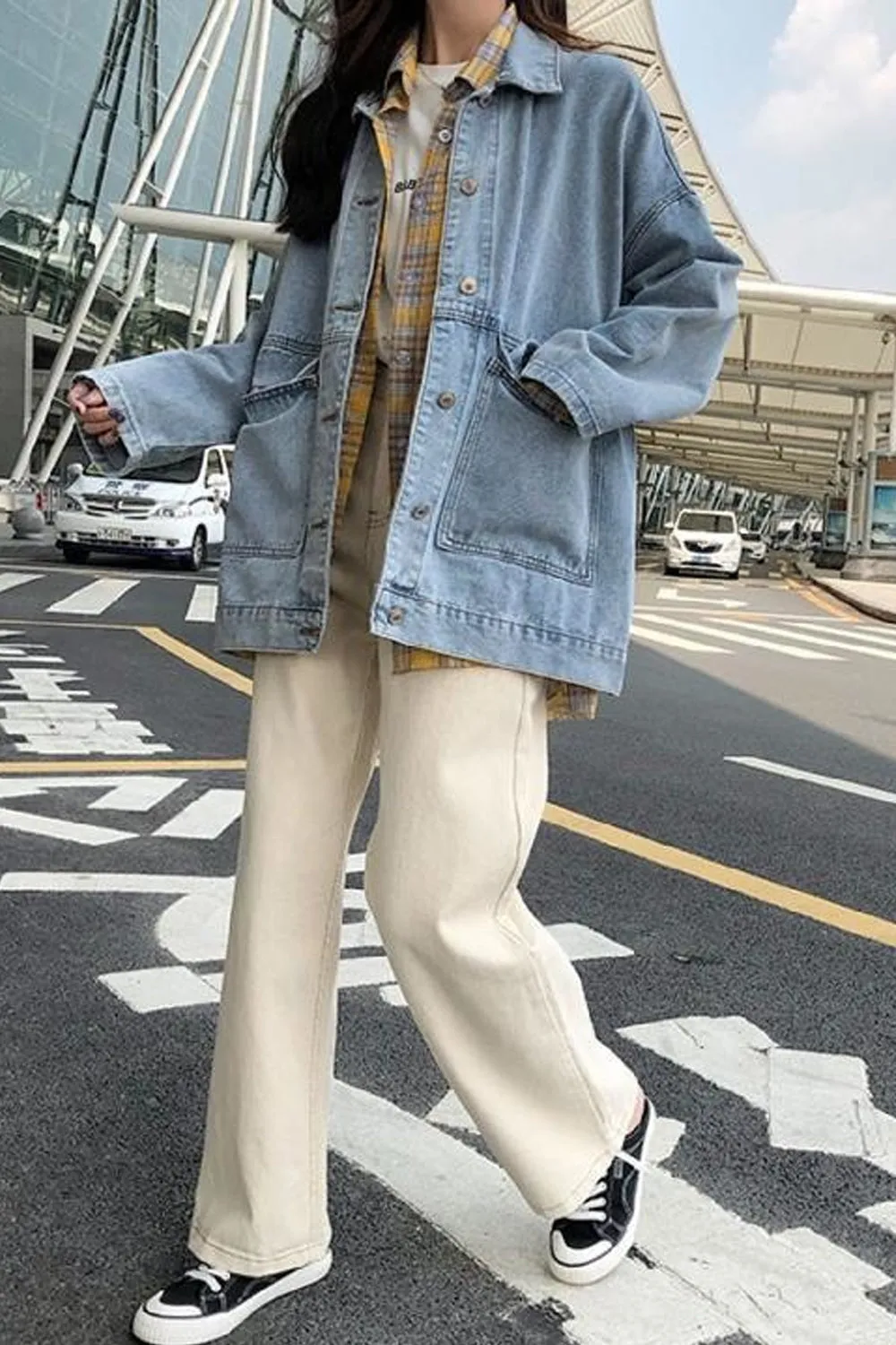 Loose Retro Turn Down Collar Jeans Jacket