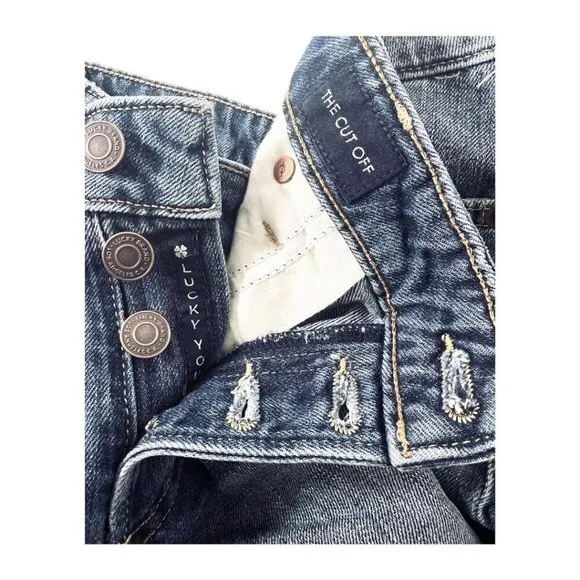 Lucky Brand Womens High Rise 5 Pocket Button Fly Cut Off Jean Shorts Sz 31 NWT