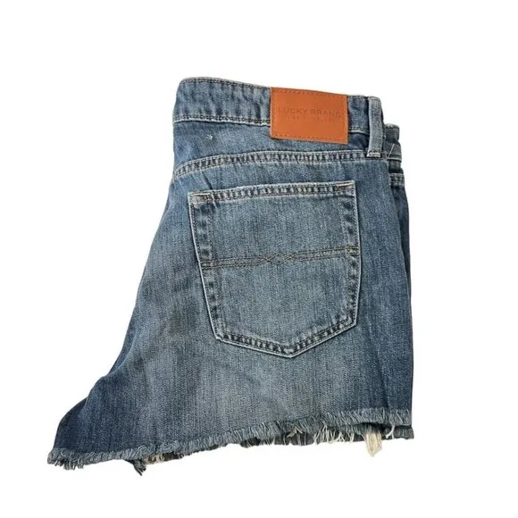 Lucky Brand Womens High Rise 5 Pocket Button Fly Cut Off Jean Shorts Sz 31 NWT