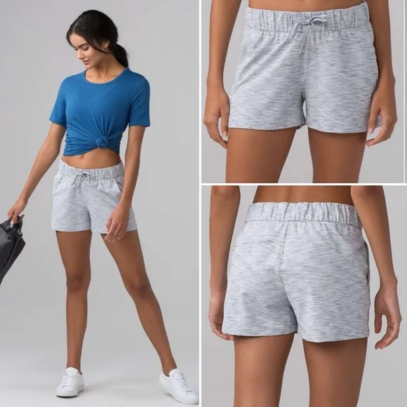 Lululemon On The Fly Short *2.5&quot; Wee Are From Space Ice Grey Alpine White 6